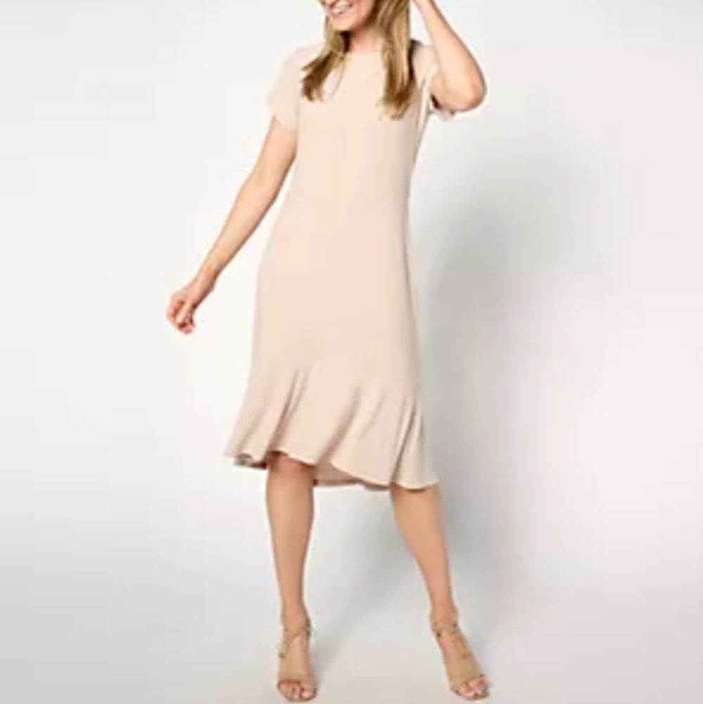 Dennis Basso Caviar Knit Dress with Flounce